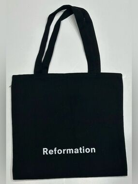 NEW, Reformation Black Canvas Tote 12.5” X 13” Shopping Bag Logo Lightweight Bag
